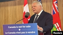 Thủ hiến bang Ontario của Canada, Doug Ford, phản hồi về mức thuế mới 25% đối với hàng nhập khẩu từ Mexico và Canada của Tổng thống Hoa Kỳ Donald Trump, tại Toronto ngày 4/3/2025.